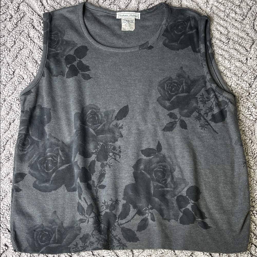Elegant Floral Gray Tank Top